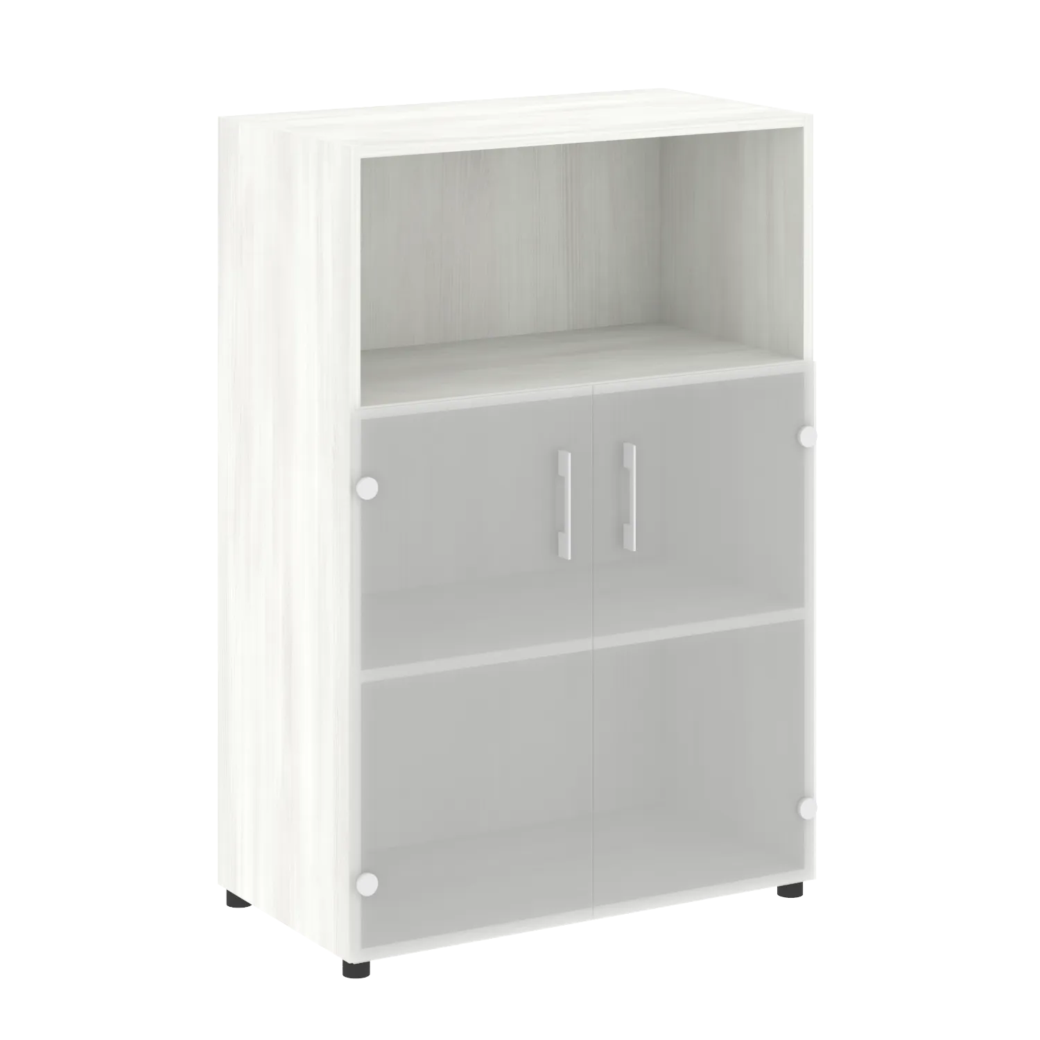 Шкаф средний широкий (2 низких фасада стекло) Yalta LT.ST-2.2 снежная патина